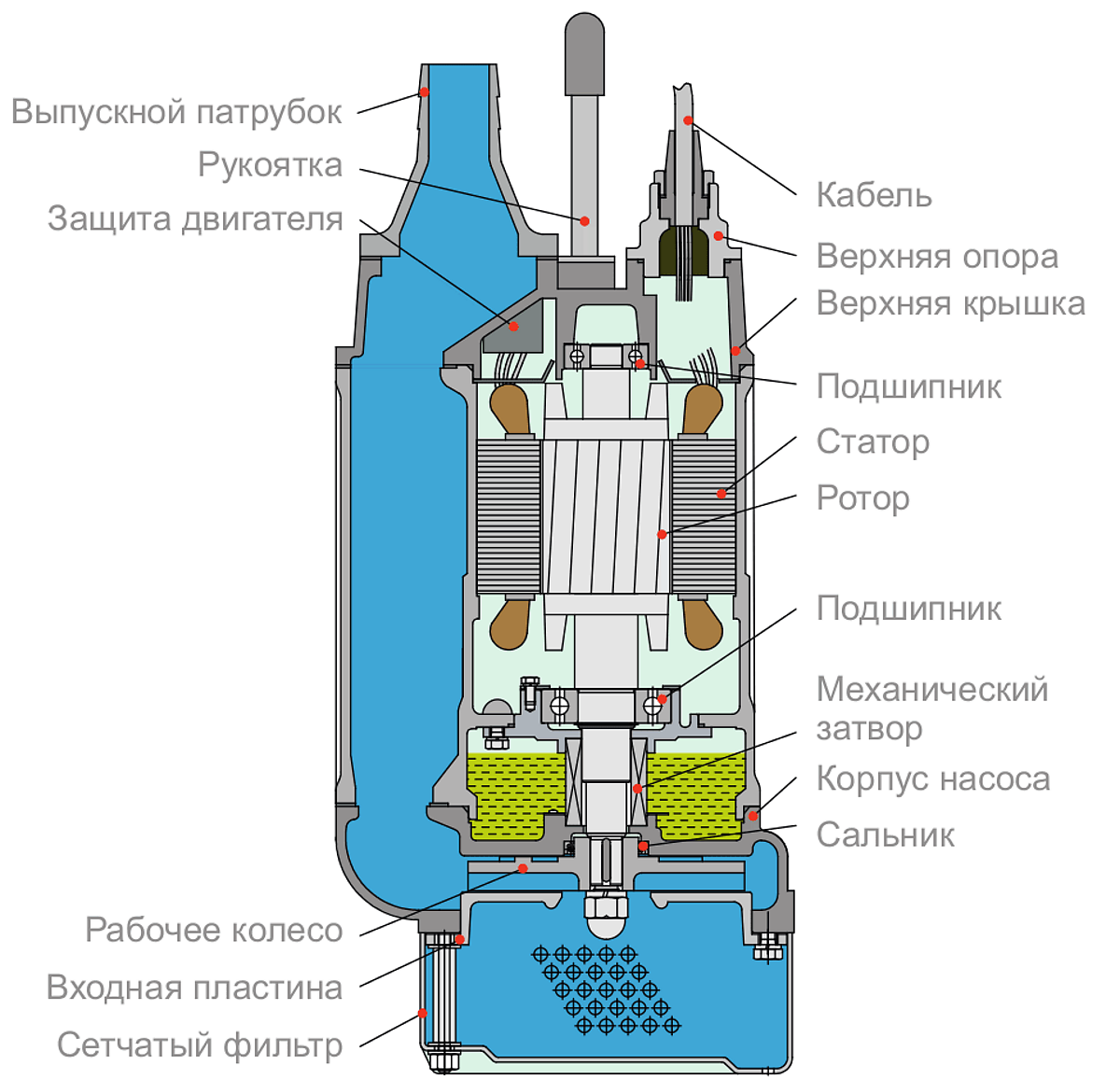 Схема устройства насоса Tsunami KTZ411