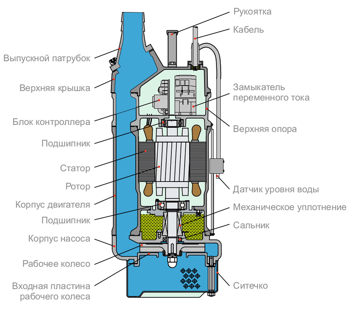 Схема устройства насоса Tsunami KTZE21.5